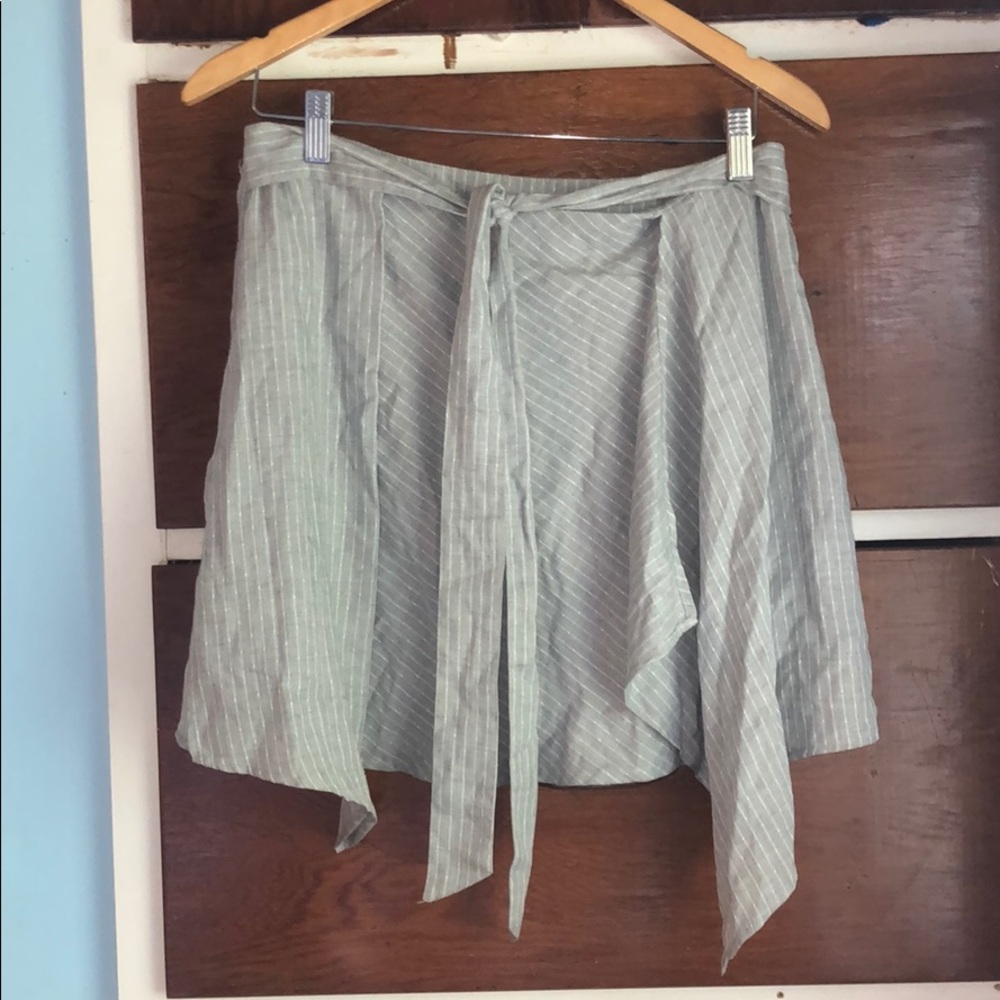 Pinstripe wrap skirt